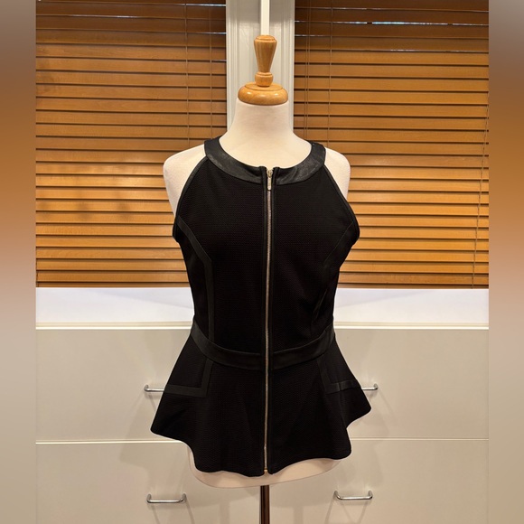 Thalia Sodi Tops - Thalia Sodi Black Sleeveless Peplum Zipper Top